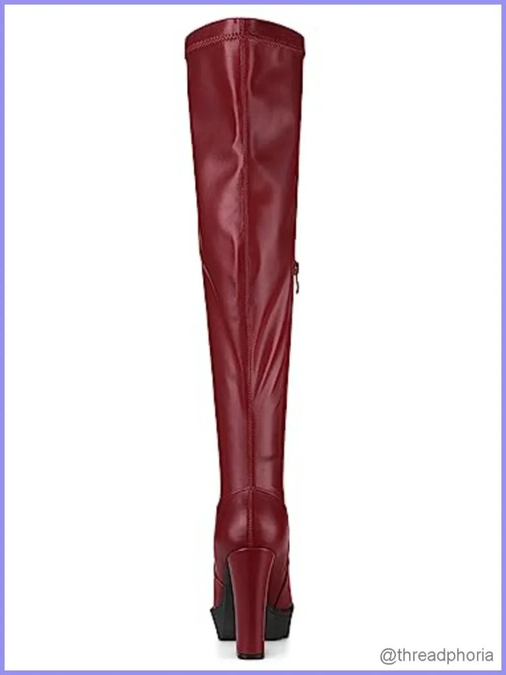 Allegra K Women Platform Round Toe Chunky Heel Over Knee Boots